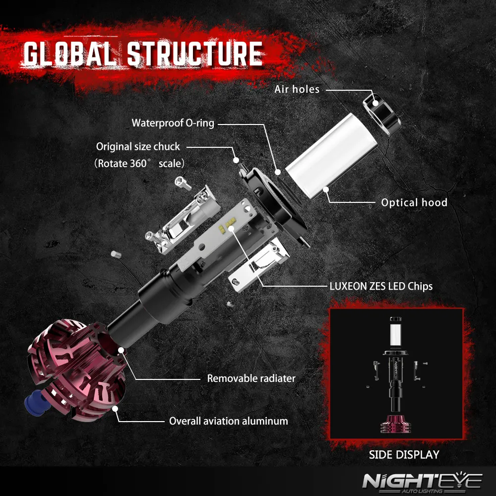 Автомобильная фара NIGHTEYE 2 шт. 9005 HB3 9006 HB4 H11 H4 H7 Led H1 60 Вт 10000LM автомобильная лампа все