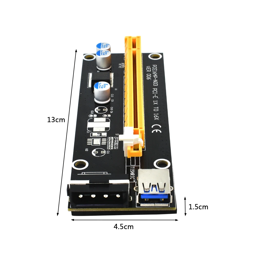 TISHRIC 100 шт. черный расширитель PCI E Express Riser Card 1x к 16x USB 3 0 SATA 4Pin Molex Power для BTC Miner Machine| |