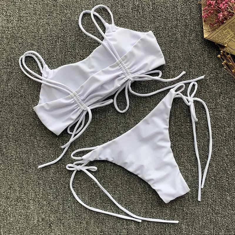 

2021 Black White Bandage Bikini Women Swimwear Female Swimsuit Two-pieces Suit Brazilian Bather Bathing Suit Swim Monokini