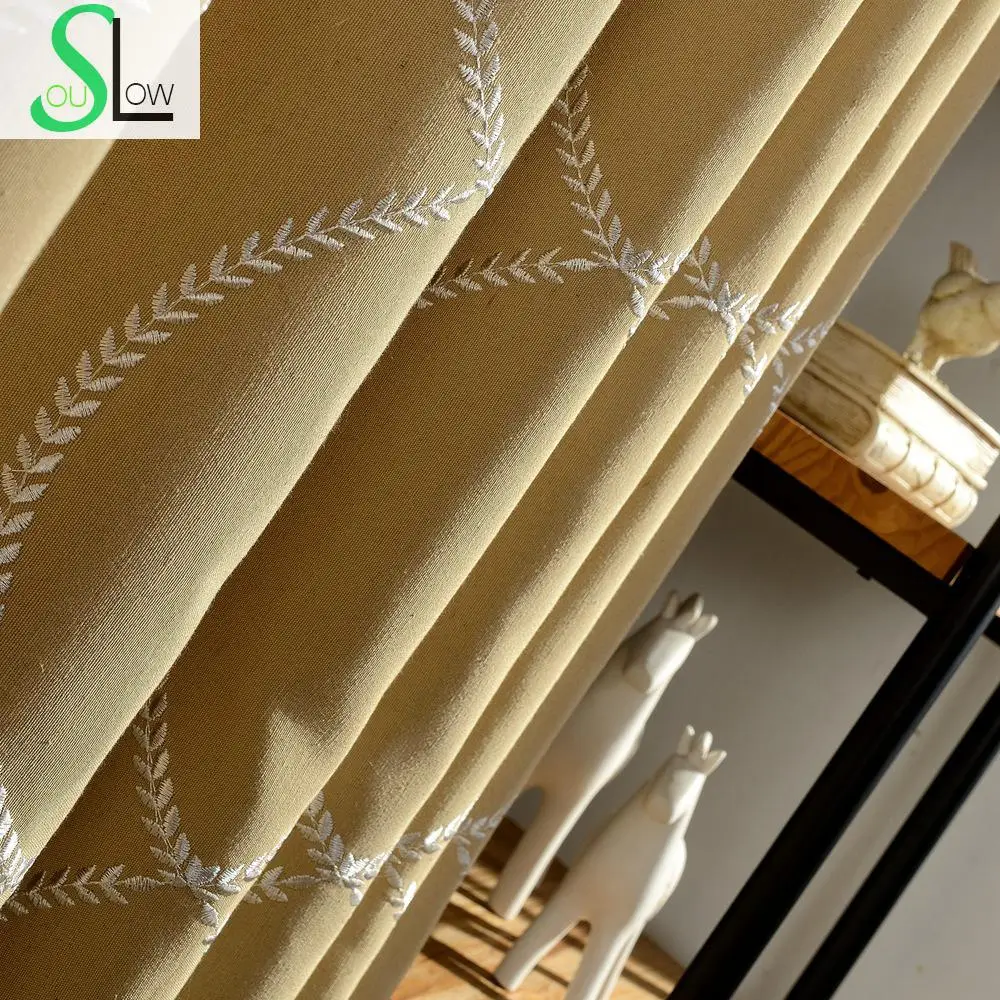 

Branches EmbroideredCurtain Yarn Simple Style Korean Leaves Pastoral Curtains Cortinas For Living Room Tulle And Cortina Cocina