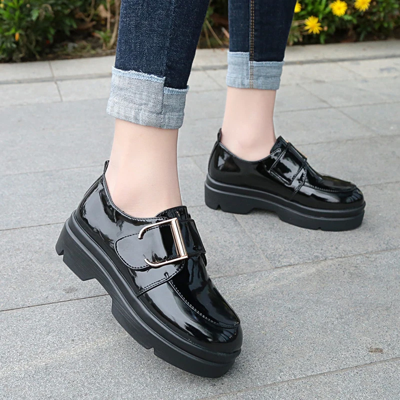 Женские туфли без застежки Fujin черные повседневные из искусственной кожи на