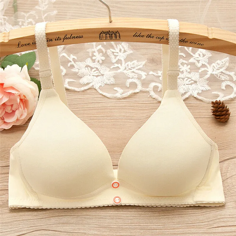 New Fashion Lady Womens Sexy Padded Push up Cotton Bras Youth Teenagers Girls Underwear Underclothes Solid Seamless Wire Free | Женская