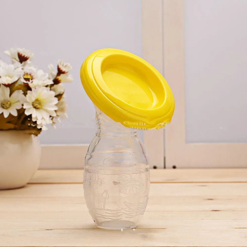 YELLOW Молокоотсос для кормления ребенка, ручной молокоотсос, молокоотсос для груди, автоматический коррекционный молочный силиконовый насос - Цвет: YELLOW