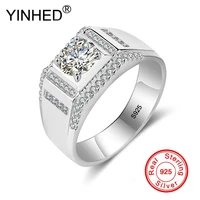 yinhed luxury jewelry wedding band ring for men 7mm cz diamant 925 sterling silver engagement finger ring fashion jewelry zr605