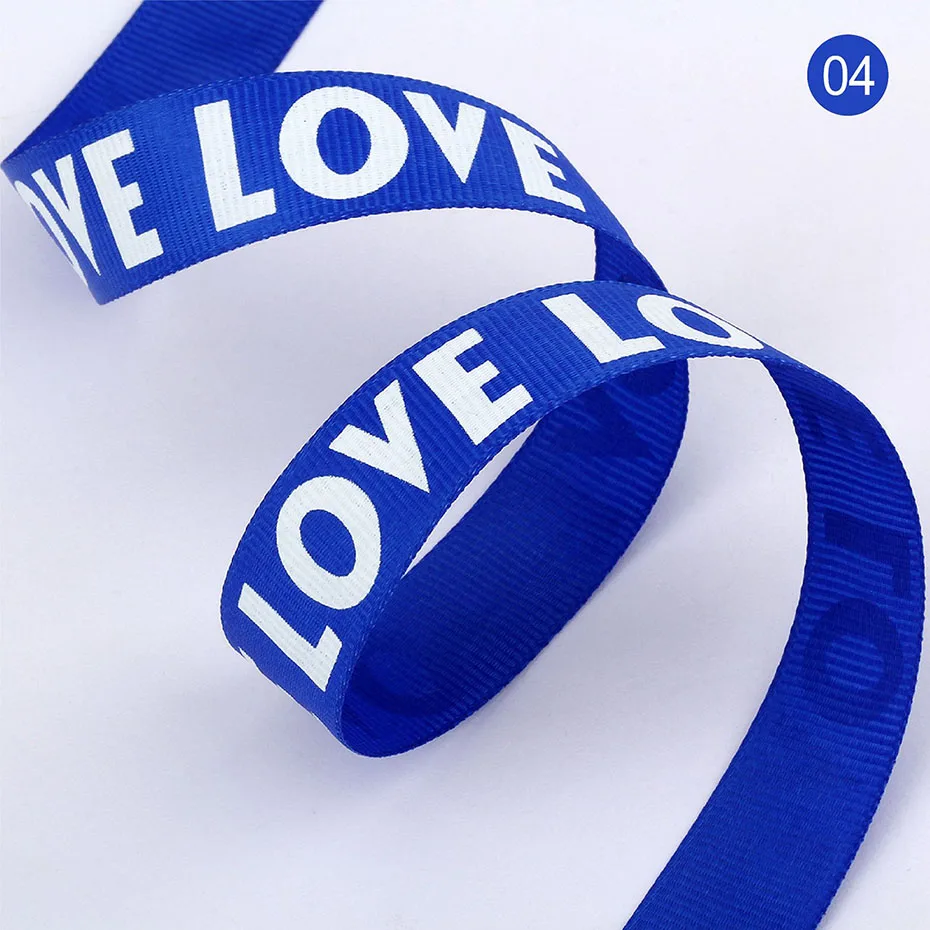 Blue 20mm webbing 100 ярдов/партия 20 мм ширина ленты любовь печать ребристые лямки полиэстер ремешок для изготовления Собачий Ошейник Домашние животные сумка с тесьмой DIY 5 цветов - Цвет: Blue 20mm webbing