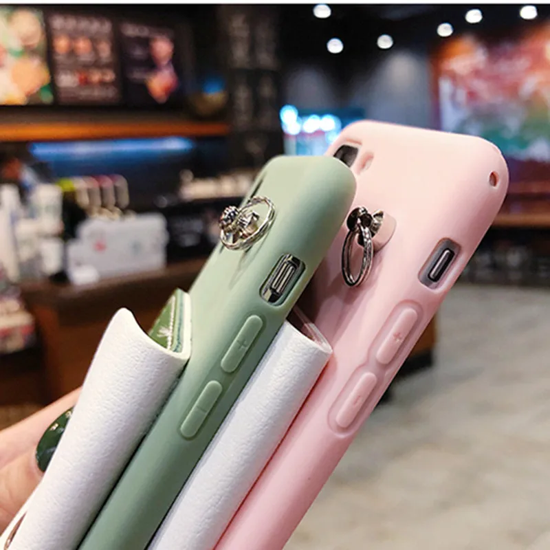 Для iPhone 8 розовый зеленый карамельный цвет с кармашком для телефона чехол для телефона для iPhone 8 7 6 6S Plus X XS XR MAX мягкий ремешок для задней крышки