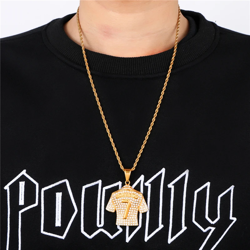 Ожерелье US7 в стиле хип хоп со сверкающей звездой футбола ожерелье из нержавеющей