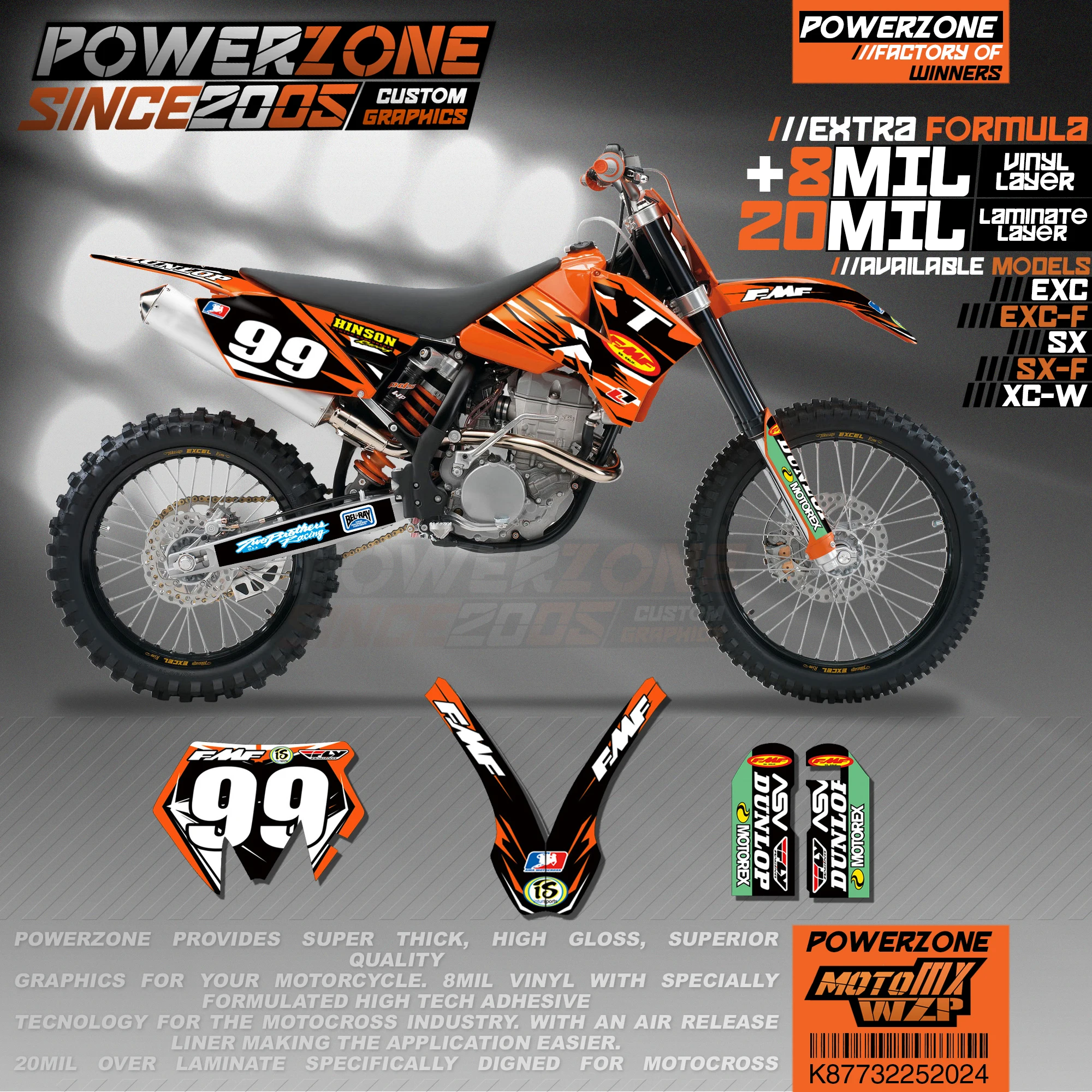 Персонализированные графические фоны PowerZone Team наклейки 3M Набор наклеек для KTM SX SXF