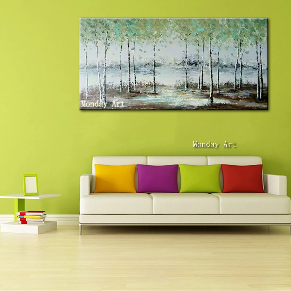 Картина "Большие деревья с ножом", ручная роспись абстрактного пейзажа масляными красками на холсте, ручная работа, декор для дома, настенное искусство.