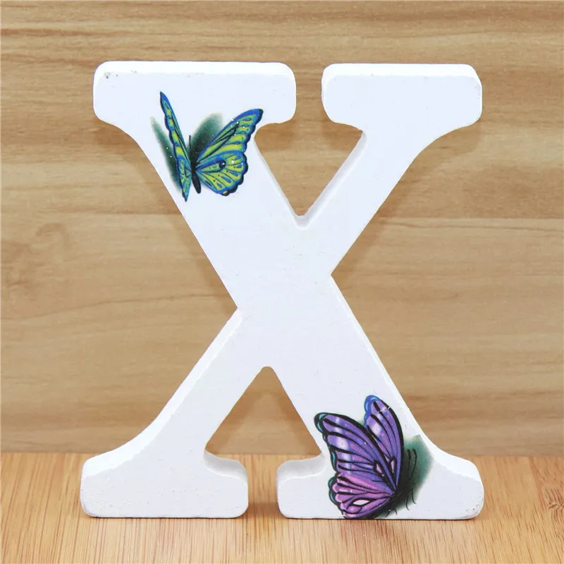 X 1 шт. 10 см 3D деревянные буквы бабочки декоративные буквы алфавита слова имя дизайн искусство ремесла ручной работы стоячая форма свадьба DIY - Цвет: X