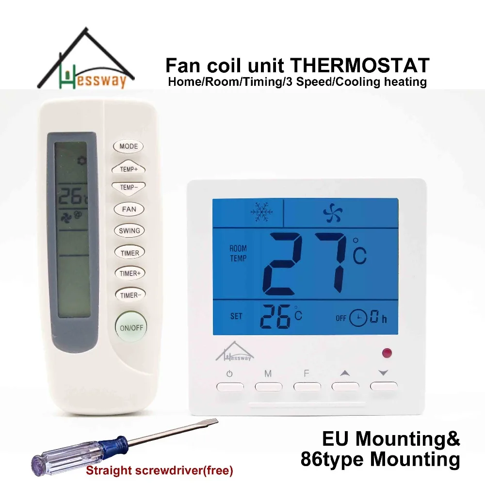 

HESSWAY fan coil units heat cool 3 speed air conditioning thermostat regulator 220v