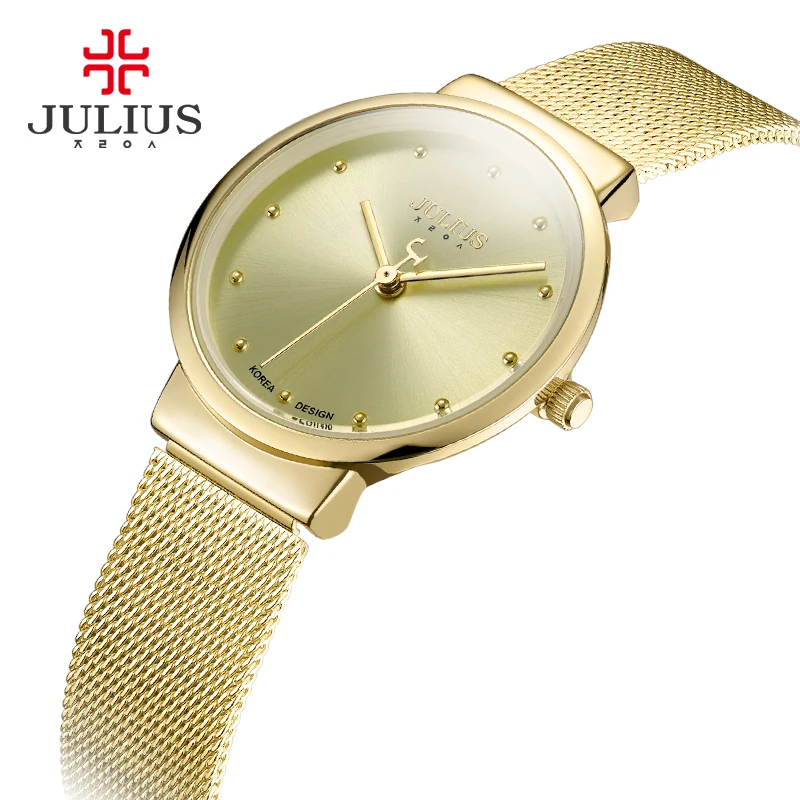JULIUS JA-426L мужские и женские ультратонкие модные повседневные часы из нержавеющей