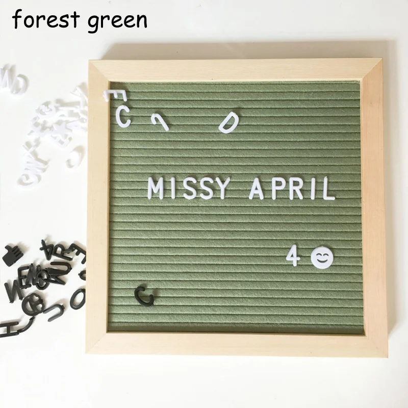 forest green Деревянная рамка для офиса, домашнего декора, персонажи, доски для сообщений, сменные символы, цифры, украшения, войлок, доска с буквами - Цвет: forest green