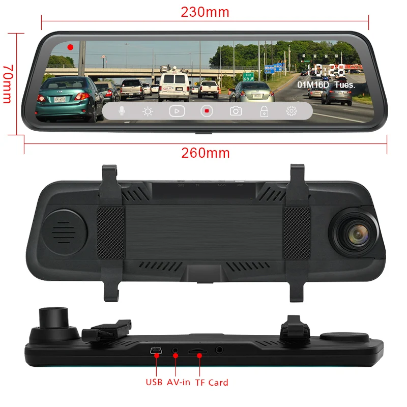 AWESAFE Новая задняя камера 1080P Автомобильный видеорегистратор двойной объектив DVR 10