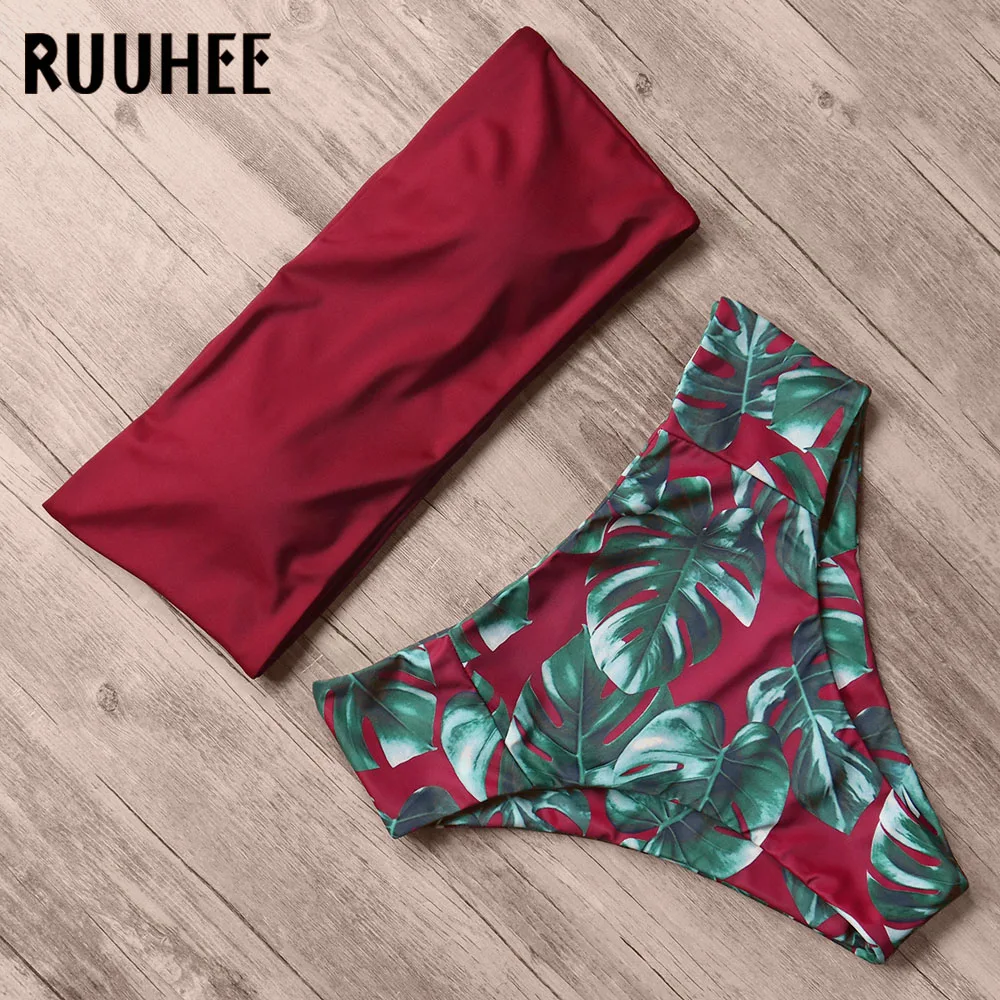 Бандаж RUUHEE, бикини, купальник для женщин, купальник, высокая талия, бикини, набор,, купальник, пуш-ап, Maillot De Bain Femme, пляжная одежда
