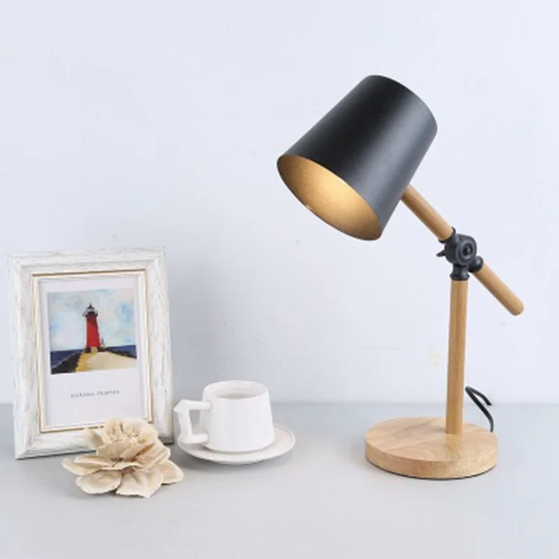 

LukLoy Simple Decoration Wooden LED Table Lamps Nordic Eye LED Desk Lamp kids Room Table Lights Bedroom Reading Writing Lighting