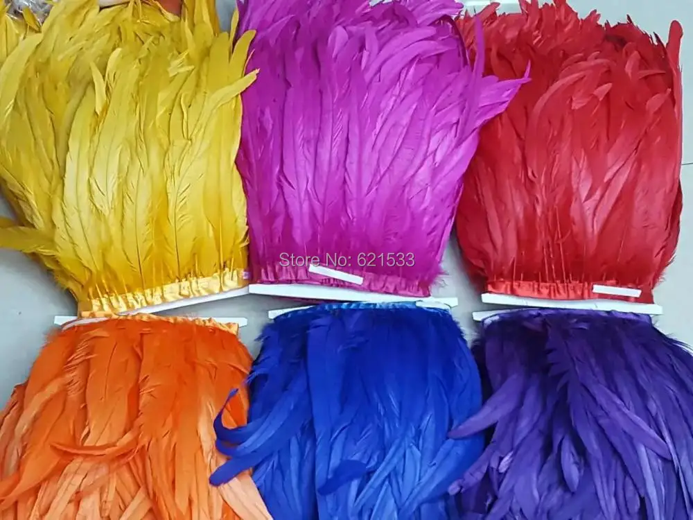 10Meters/lot!30-35cm Wide Dyed Orange Colour Coque Tail Feather Fringe Trimming Carnival Costume | Дом и сад