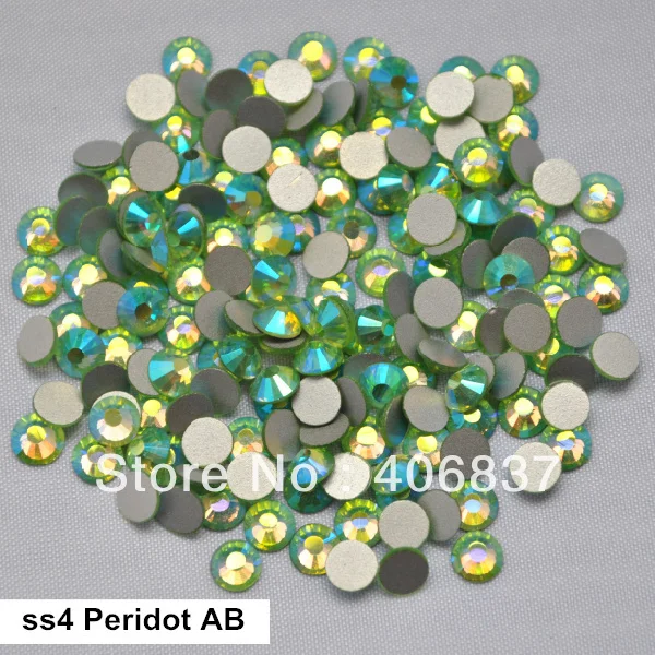 

Free Shipping! 1440pcs/Lot, ss4 (1.5-1.7mm) Peridot AB Flat Back Nail Art Glue On Non Hotfix Rhinestones