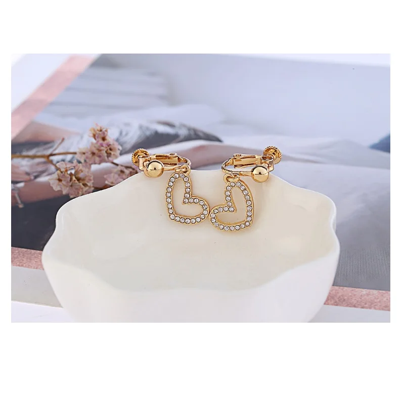 2019 Fashion Crystal Heart Earcuff Tassel Earring Clip For Woman Girl without piercing Gift Zircon |