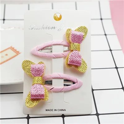Champagne-pink PF 2 шт./компл. детские заколки милый галстук-бабочка Ткань заколки для девочек день рождения Единорог вечерние Тиара для маленьких девочек аксессуары для волос бандо - Цвет: Champagne-pink