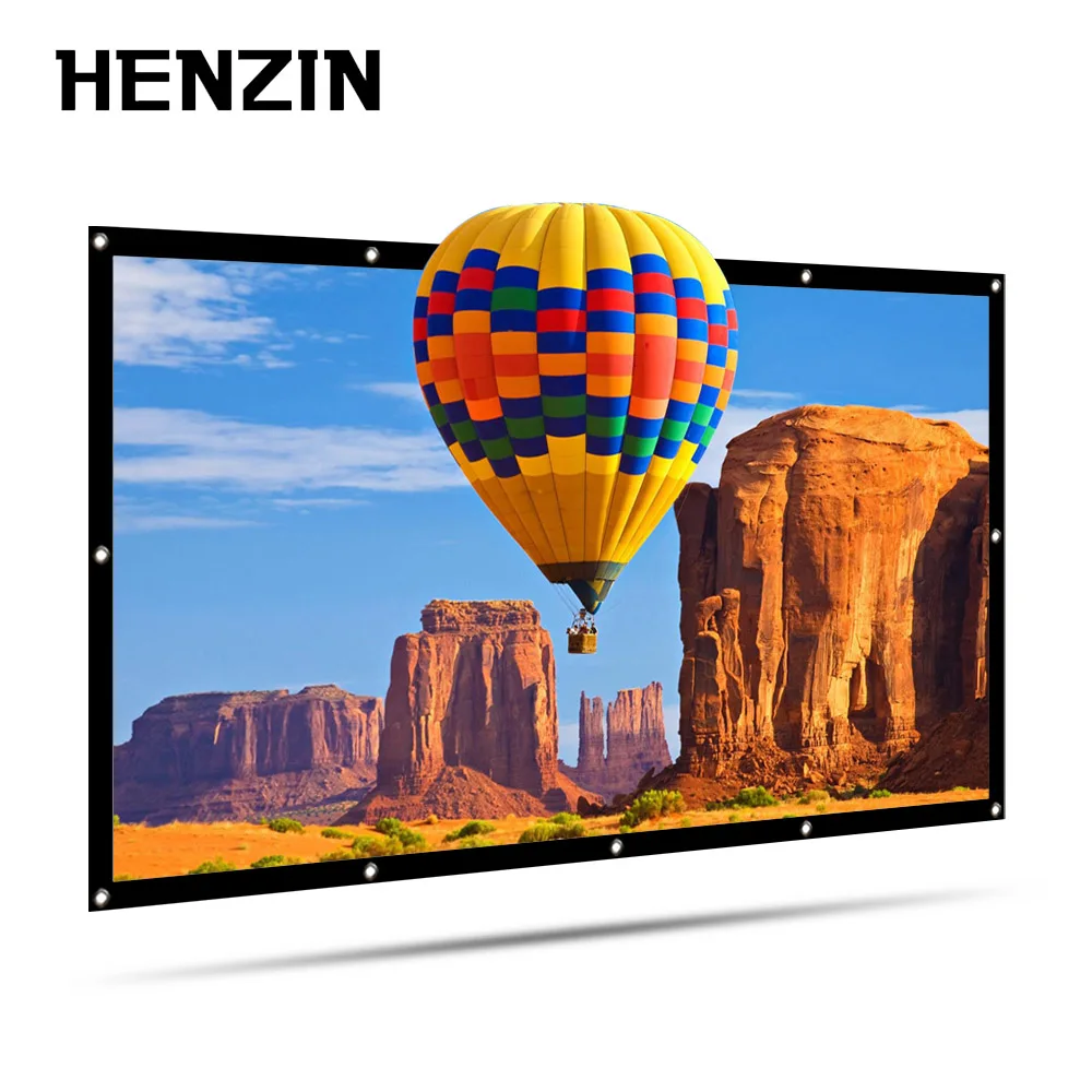 

HENZIN Thickened Portable 100 120 inch 16:9 Projector Screen Wall Mounted Screen for Projector Home Cinema Projection Screen