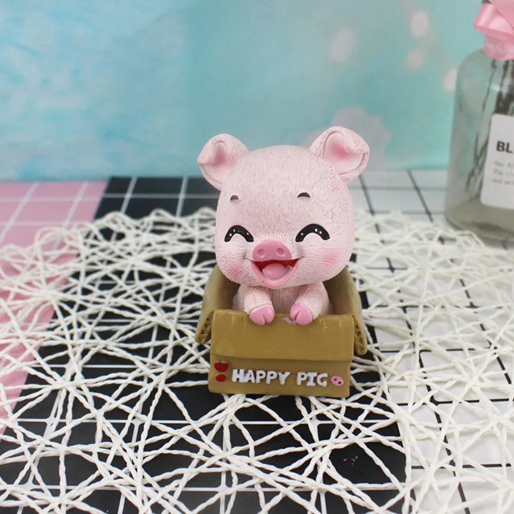 Смола свинья фигурка улыбающийся стиль украшения дома статуя свиньи микро