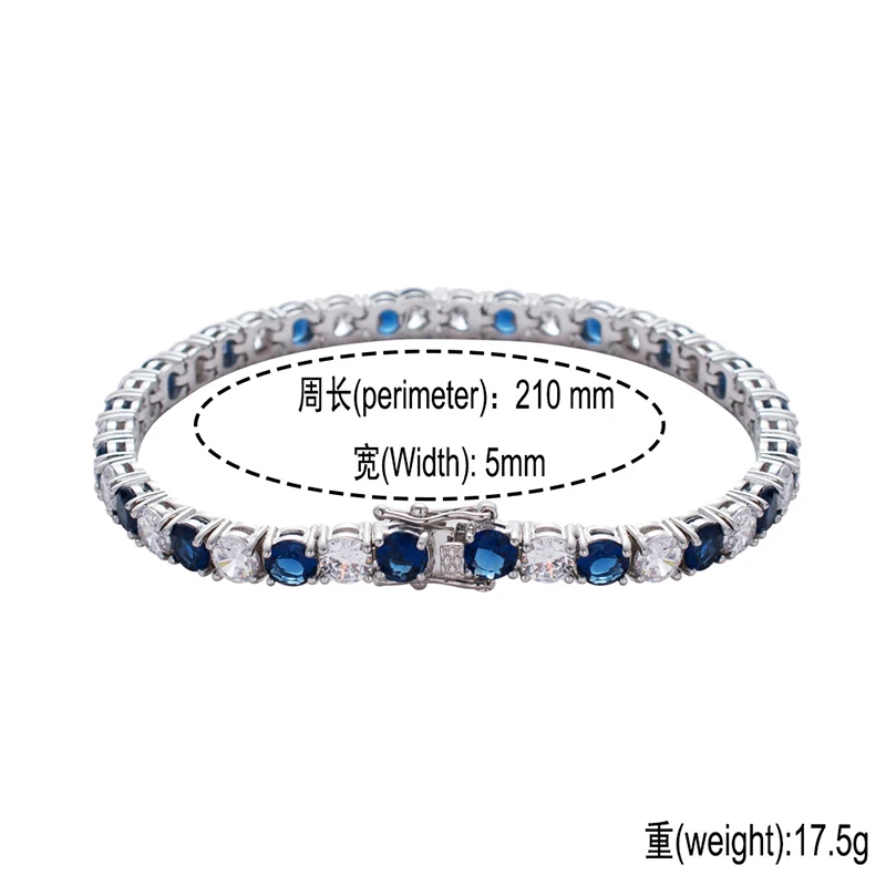 Женский браслет Missfox с синим и белым цирконием теннисная цепь медный бриллиант