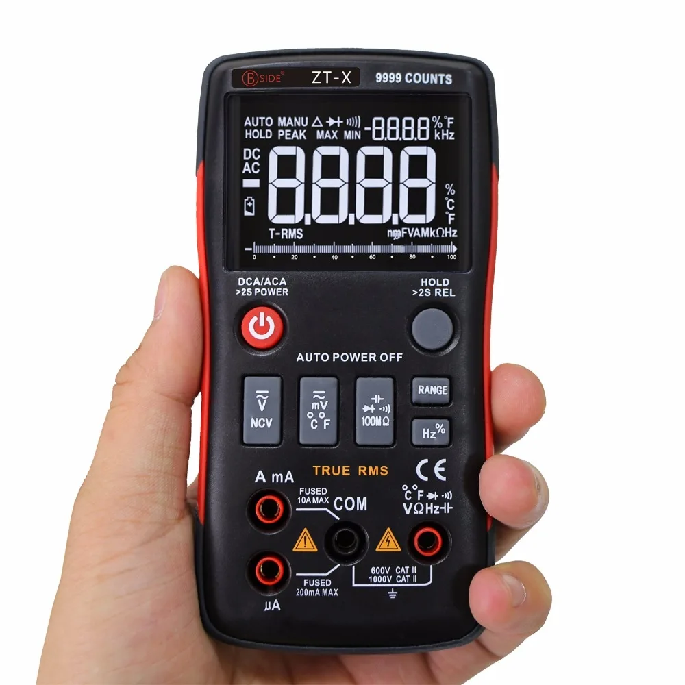 BSIDE ZT X Цифровой мультиметр 9999 T RMS Авто Диапазон EBTN ЖК дисплей постоянного тока