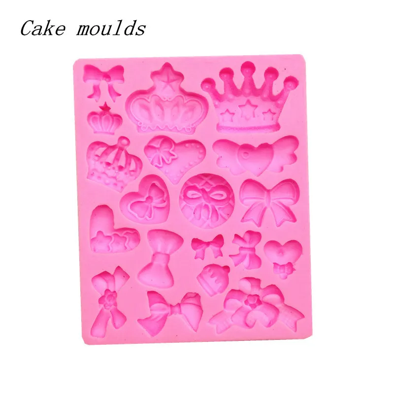 Силиконовые формы K078 мини-Корона& форма чаши Fondant(сахарная) форма для торта декоративная платье для дня рождения; нарядное искусственная глина пресс-форм