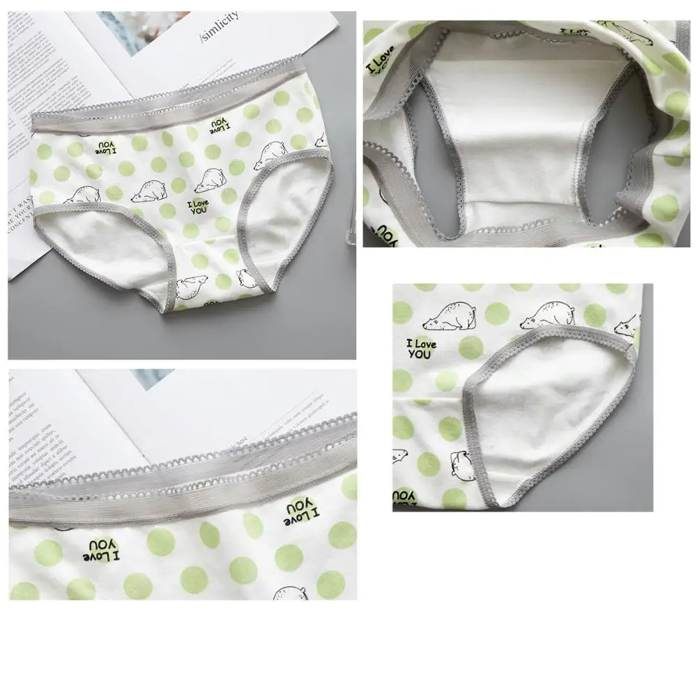 5 шт./лот хлопковое нижнее белье женские трусы с мультяшным принтом трусики для