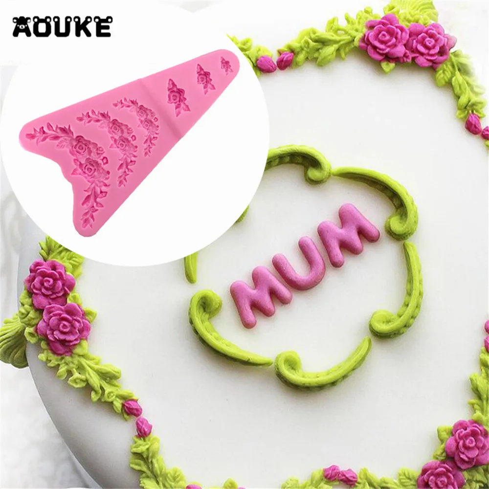 Европейская Цветочная форма Кружева помадные формы для торта силиконовая