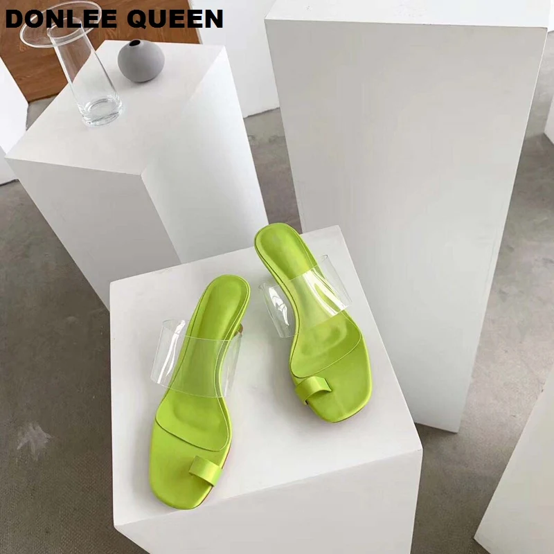 DONLEE QUEEN/женские шлепанцы на низком каблуке модная прозрачная женская обувь