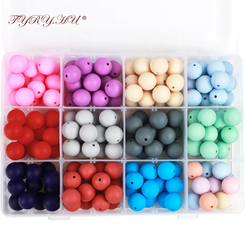 

TYRY.HU 100Pcs Round Silicone Beads 15mm BPA Free Baby Pacifier Chain Accessories Food Grade Silicone Teether Baby Teething Toys