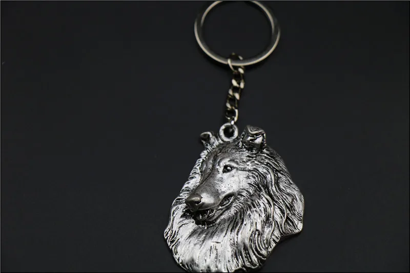 

New Fashion Rough Collie dog Keychain jewelry Popular Shetland Sheepdog Key Chain Key Ring