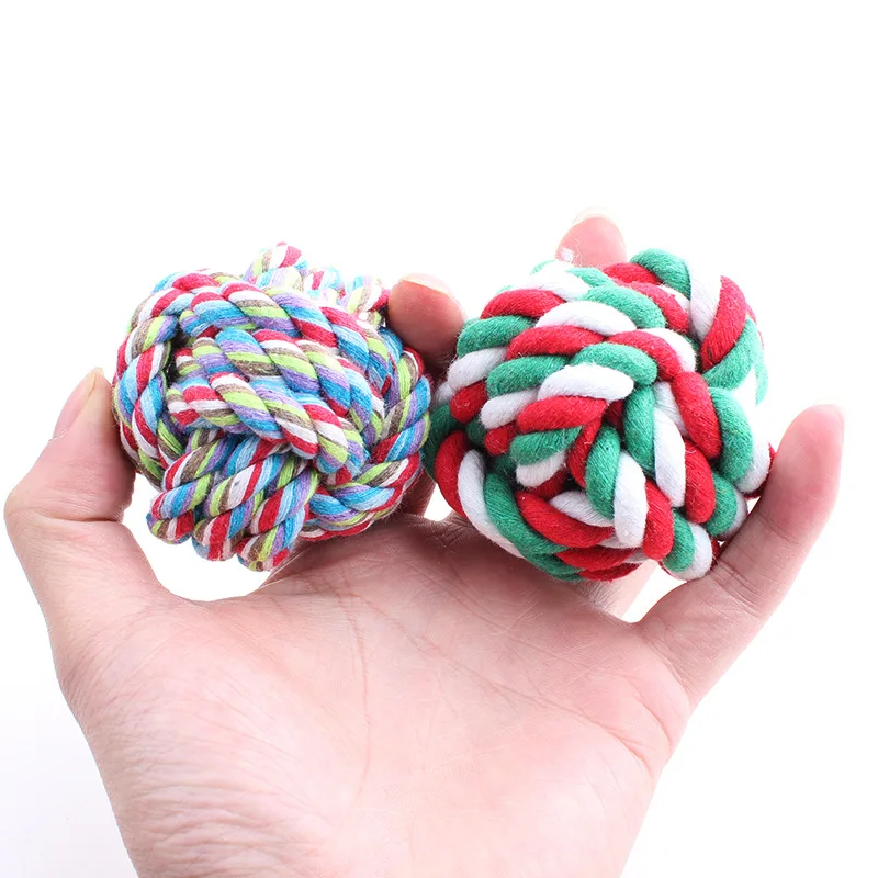 Pets Rope Ball Toys Bite Colorful Squeak Dog Wool Pet Puppy Chew 30% off | Дом и сад