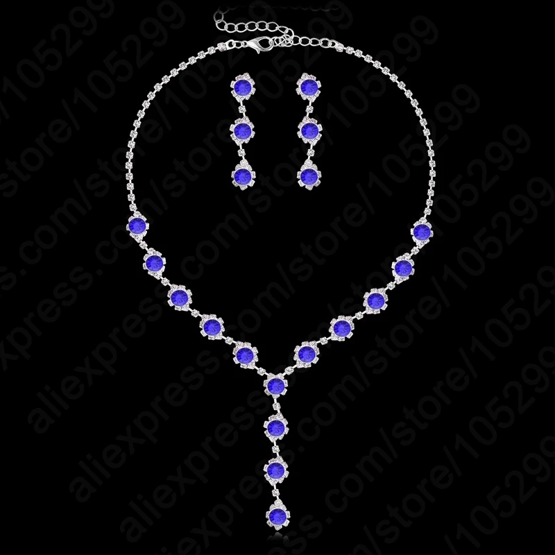 Женский ювелирный комплект из колье и серёг темно синего цвета|jewelry sets|jewelry sets