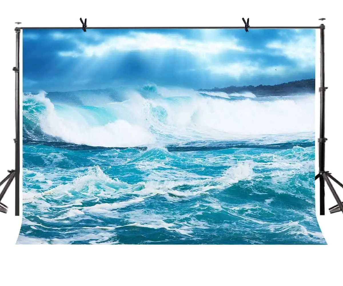 7x5ft большой волны фон лазурный синий морской волна фото и Студия фотография