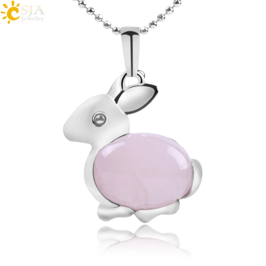 CSJA натуральный драгоценный камень бусины кролик фотоподвески чакра рейки