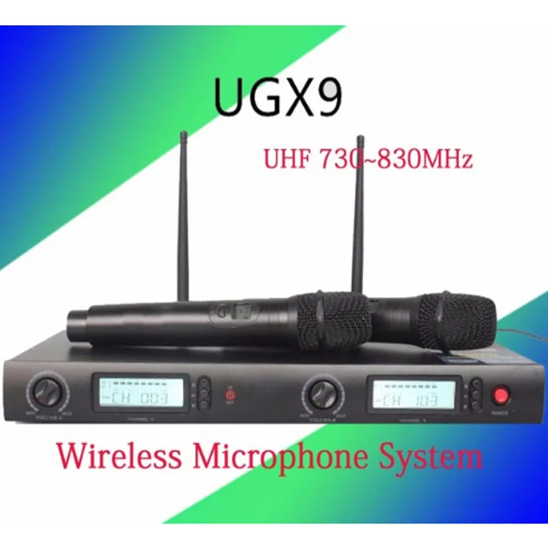 

Wireless Microphone System brand UGX9 Professional Microphone 2 Channel UHF Dynamic Professional 2 Pocket Microphone Karaoke