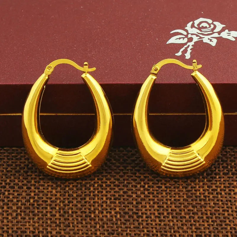 Luxury Gold Oval Earrings for Women/Glrls Color Africa/Arabic/Kenya/India/Middle East Hoop Earring Wedding Jewelry Gifts | Украшения и