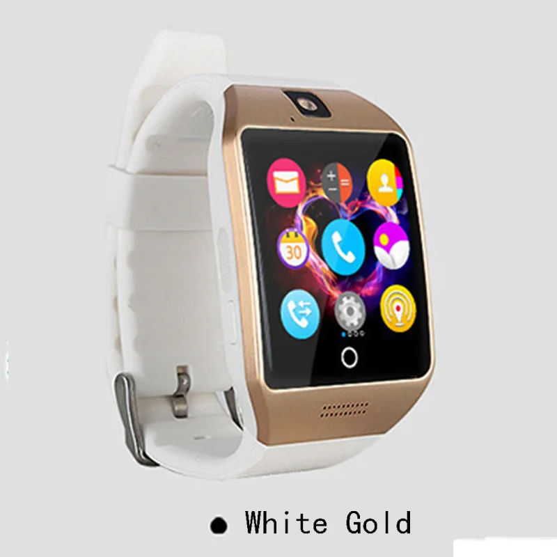 White Gold Bluetooth изогнутый экран Q18 GSM SIM TF карты Смарт наручные часы водонепроницаемые для Android iPhone samsung Lg - Цвет: White Gold