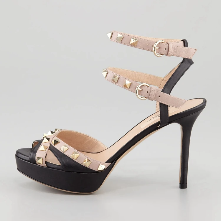 Очаровательный Заклепки Простые Женщины Сандалии Открытым Носком Лодыжки Ремни