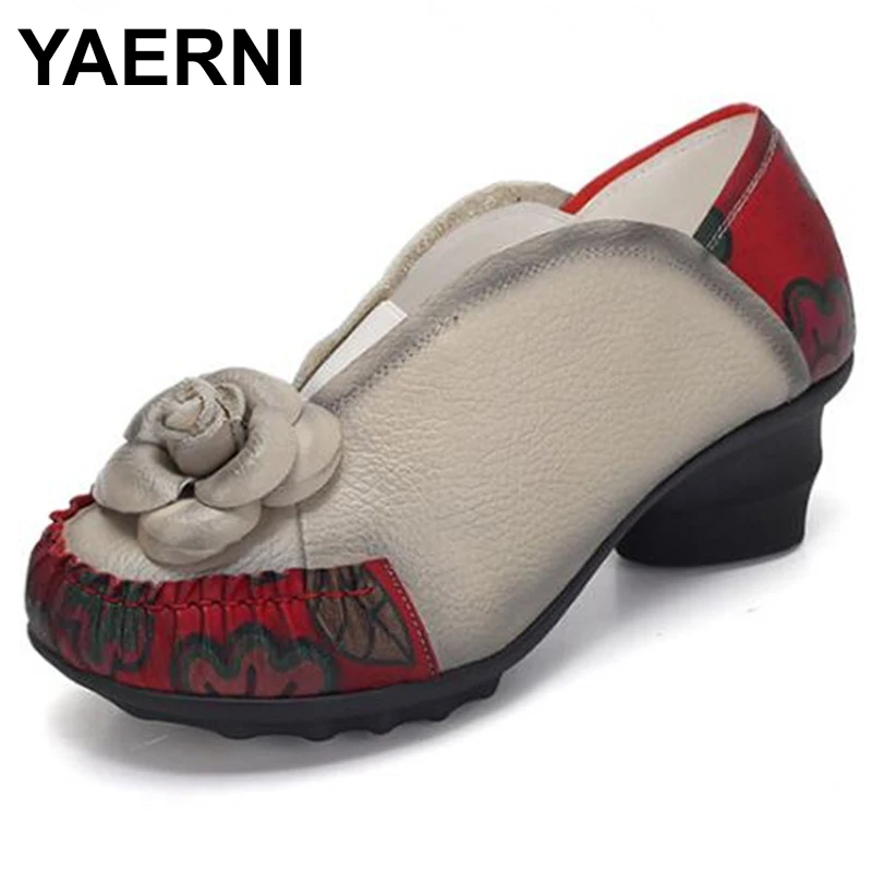 

YAERNI 2021 Cowhide leather shoes woman High Heeled Shoes Women's Shoes 2018 new spring Fashion Shoes High Heels E491