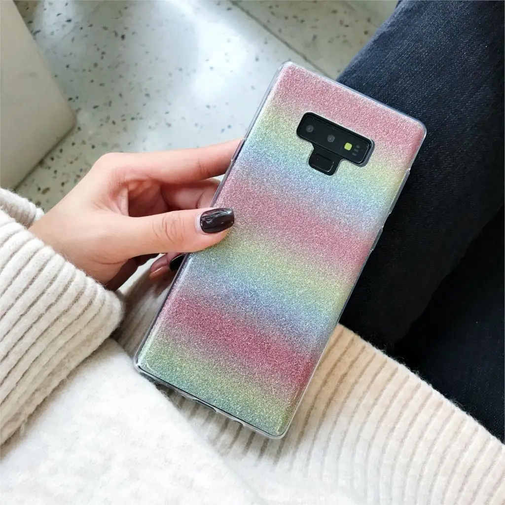 Градиентный лазерный силиконовый чехол из ТПУ для Samsung Galaxy Note 9 8 S10 S10E S9 Plus iphone XS MAX