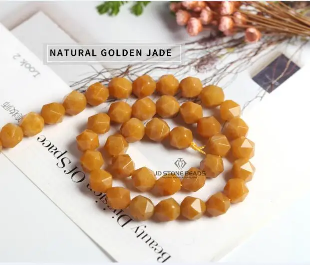 GOLDEN JADE Разный камень 6 мм~ 12 мм натуральный нефрит Алмазная резка граненый камень круглые бусины можно DIY JD каменные бусины - Цвет: GOLDEN JADE