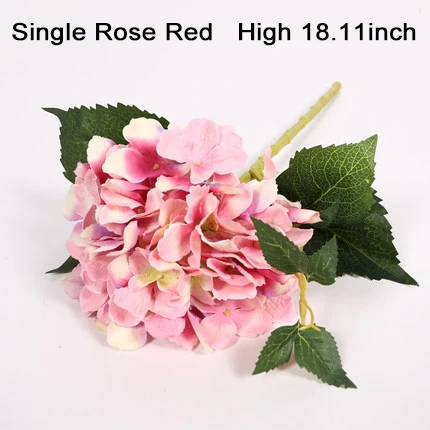 single rose red Xuanxiaotong 1 шт. искусственный цветок гортензии шелковые ветви с зелеными листьями для осени Свадебные вечерние украшения для дома высокое качество - Цвет: single rose red