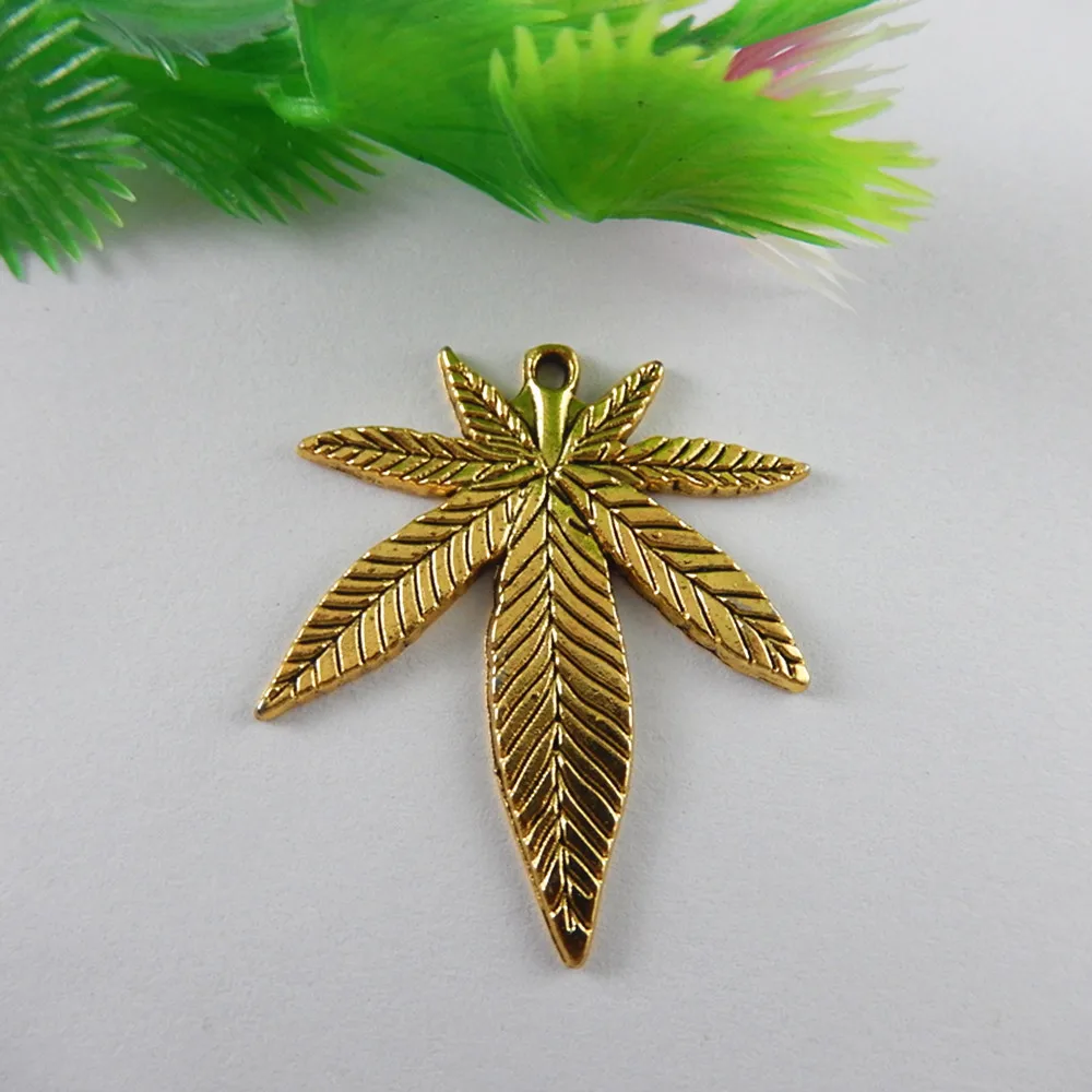 10 шт. Топ Антикварные Золотые листья конопли ювелирные изделия фурнитура