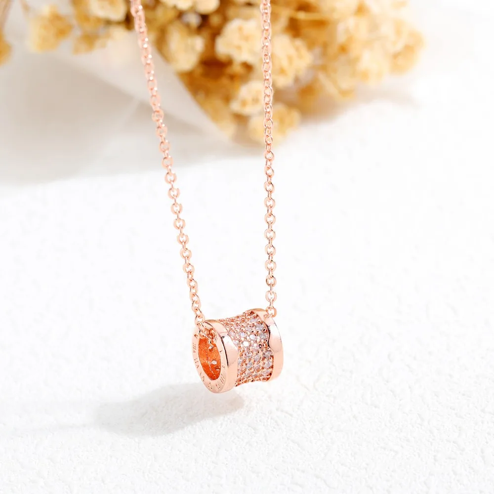 Rose gold wide-brimmed ladies wedding pendant necklace jewelry fashion stainless steel crystal 3-KX700 | Украшения и аксессуары