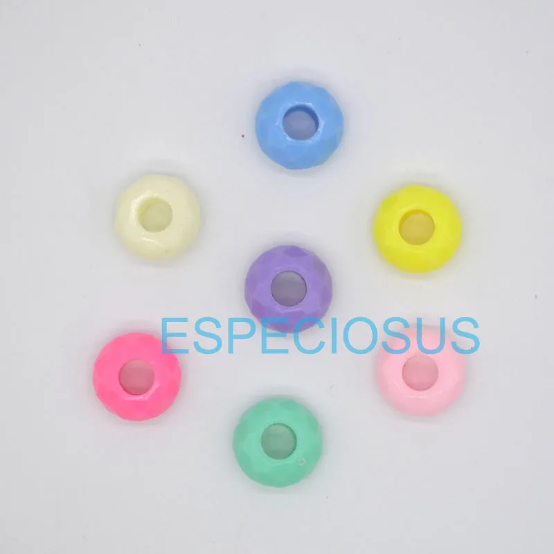 50pcs DIY fashion jewelry Fitting 14*8MM Flat Round shape Acrylic beads Big Hole Bracelet Making accessories mix color Spacer | Украшения и