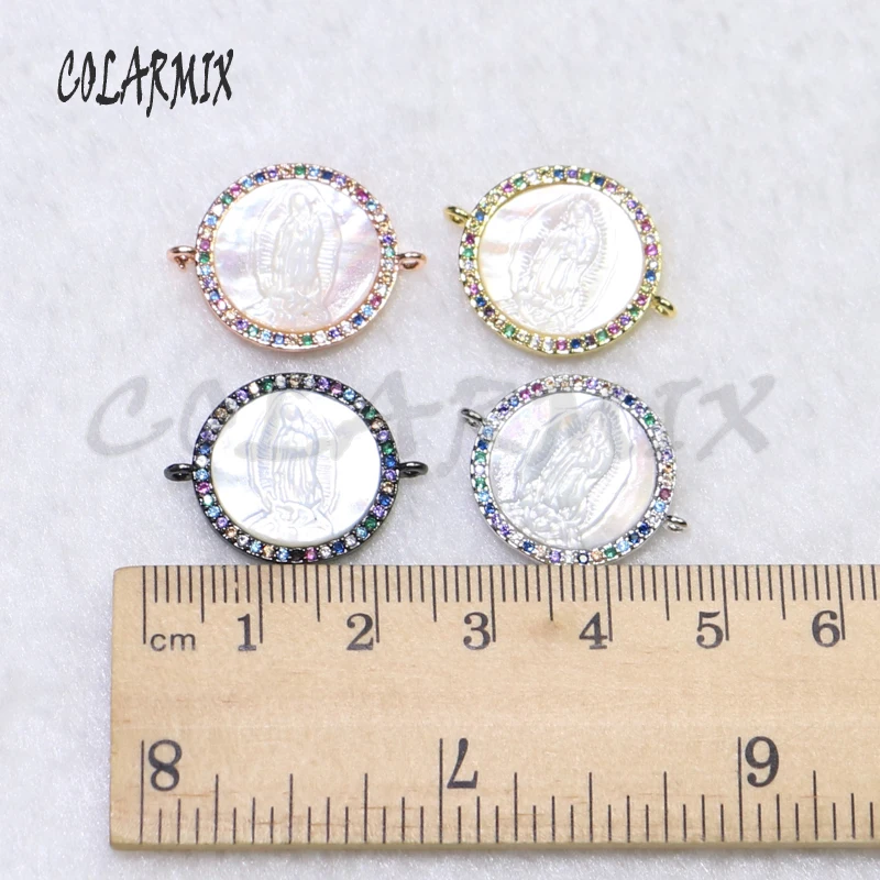 10 pieces Wholesale shell charms Double hoops Pendant jewelry making Colorful zircon 9071 | Украшения и аксессуары
